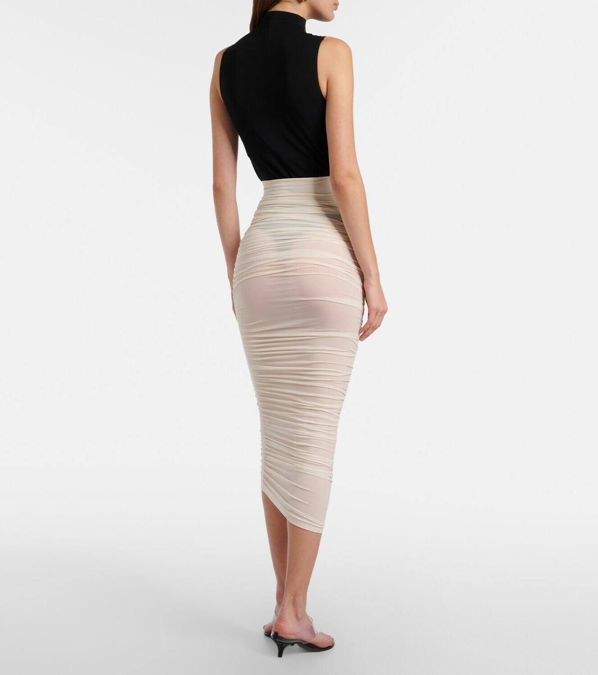 Wolford Draped sheer high-rise midi skirt