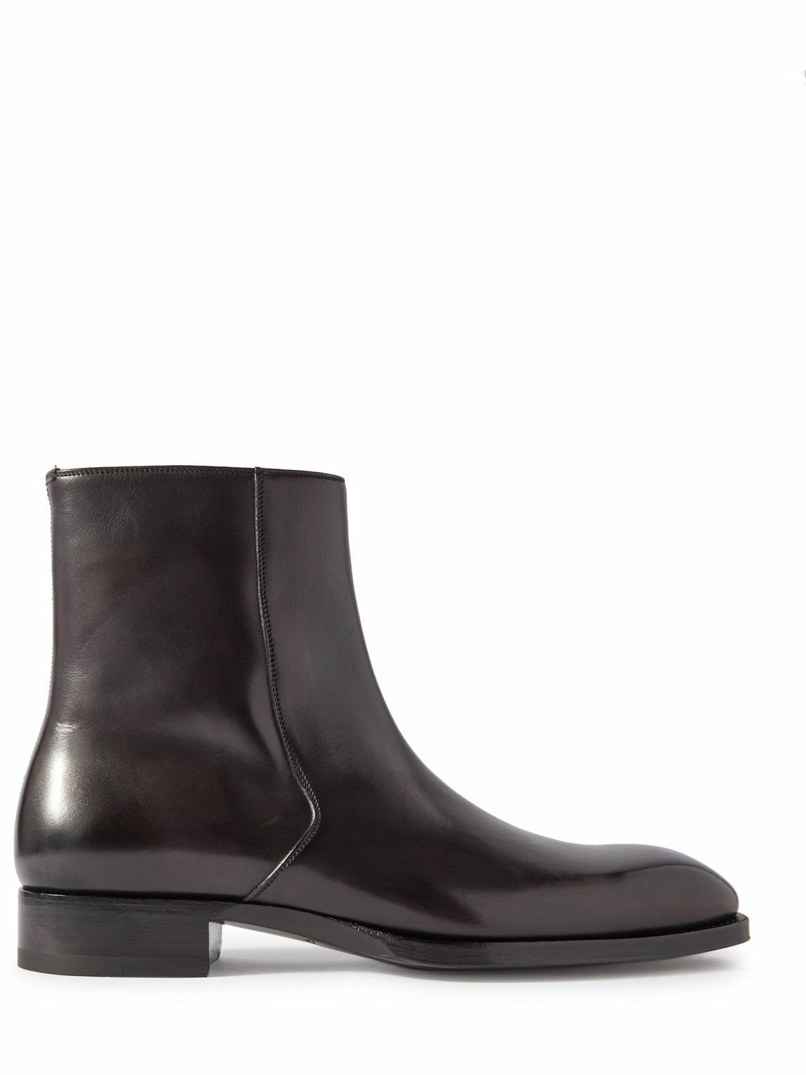 Photo: TOM FORD - Elkan Burnished-Leather Chelsea Boots - Brown