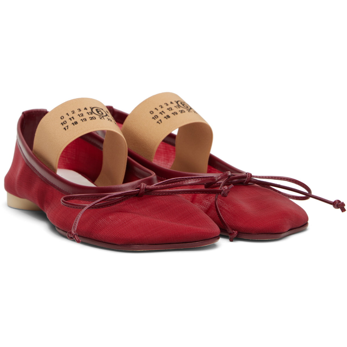 MM6 Maison Margiela Red Anatomic Numeric Ballerina Flats