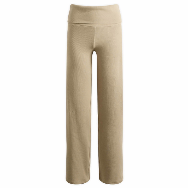 Photo: SKIMS Women's Cotton Rib Foldover Legging in Latte