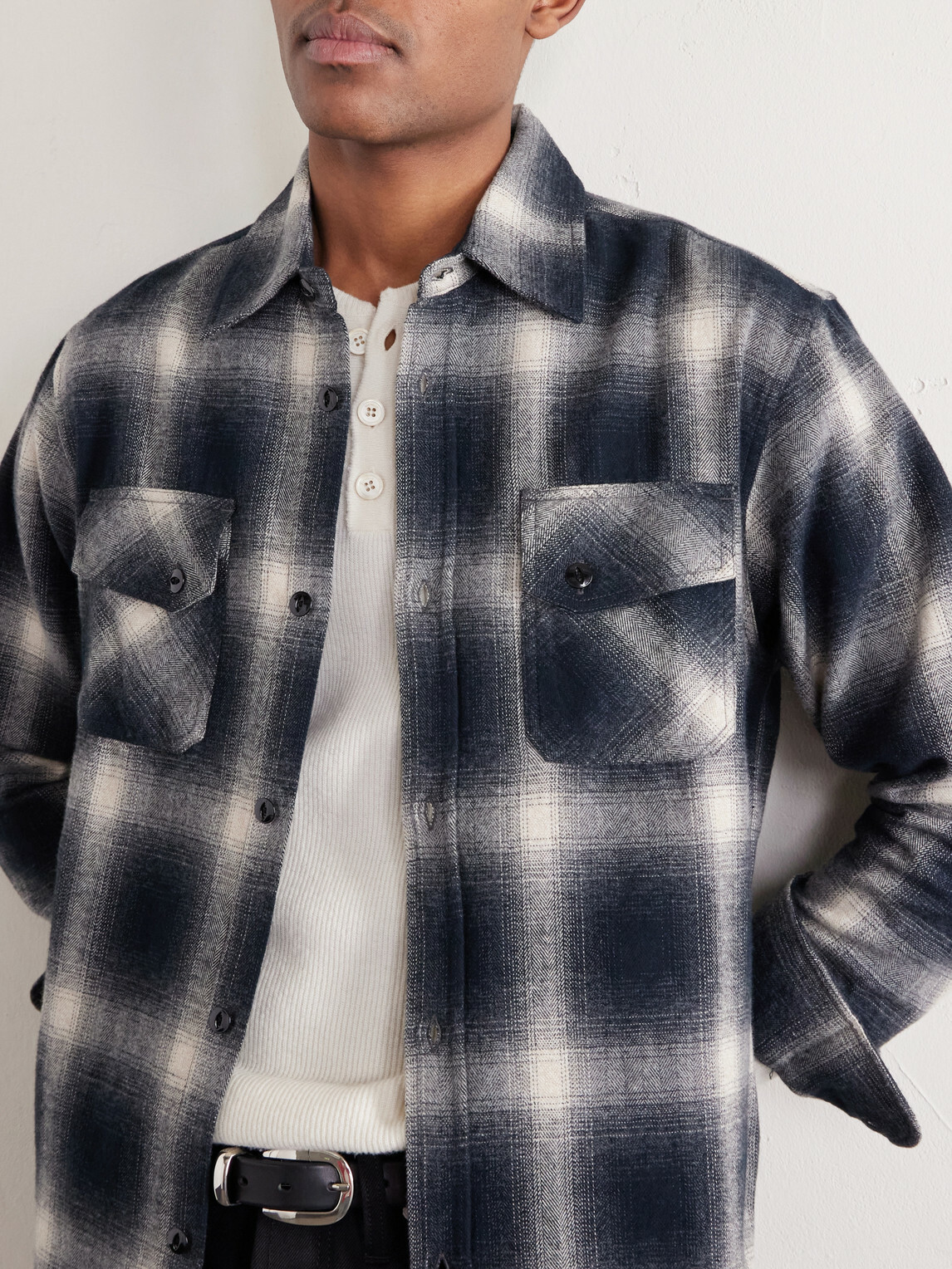3sixteen - Checked Cotton-Flannel Shirt - Black