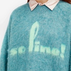 Martine Rose Women's Mohair V-neck Knit Jumper in Blue Teal