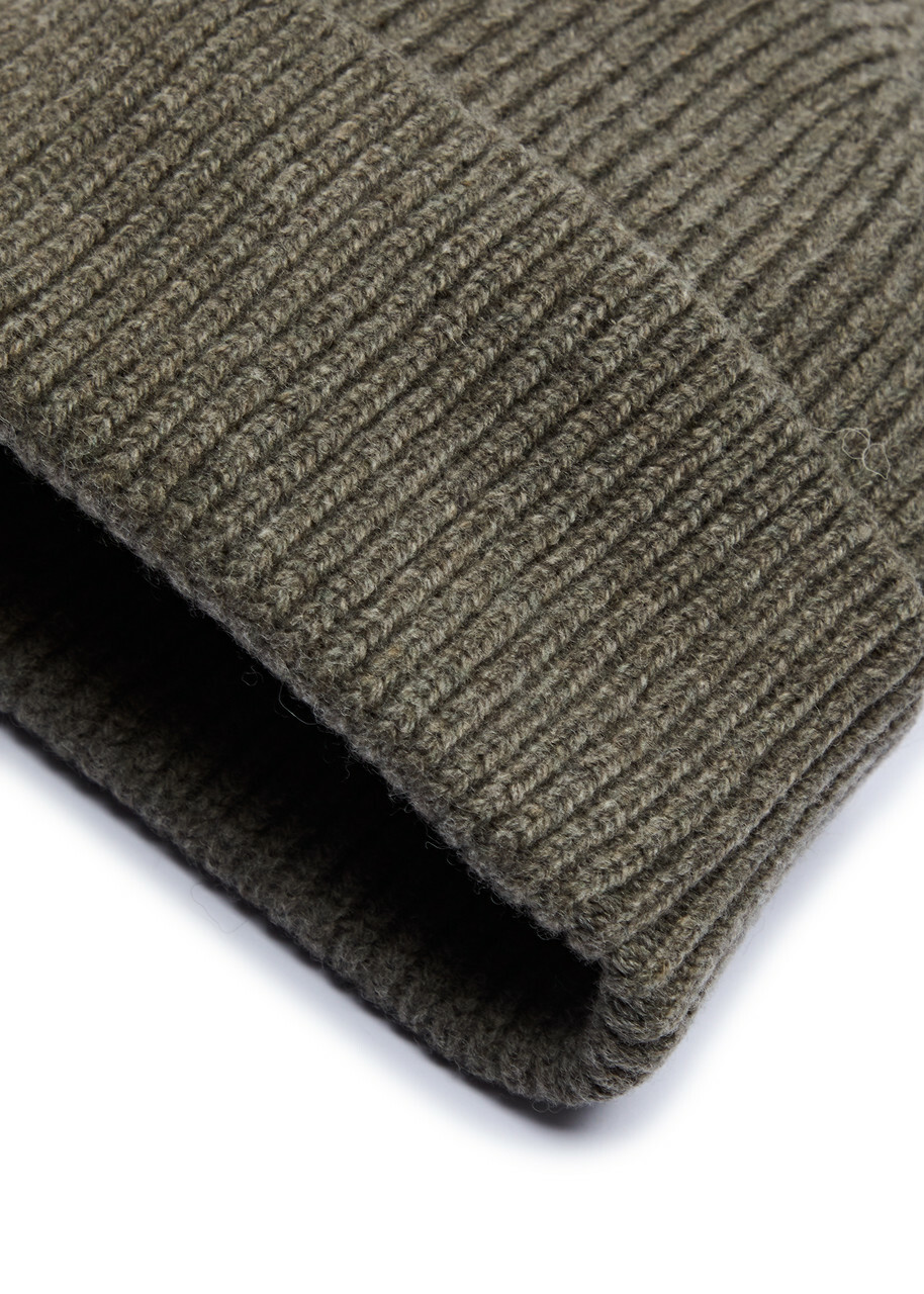 Colorful Standard Ribbed Wool Beanie - Khaki - One Size