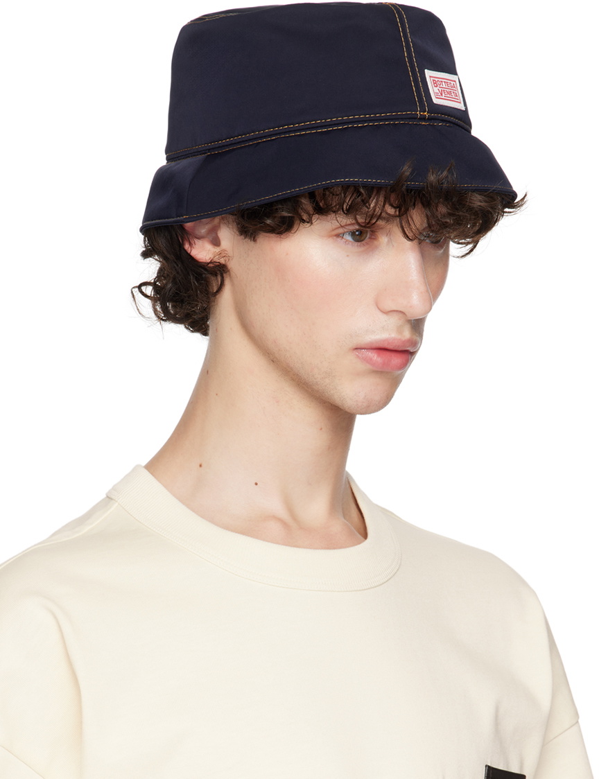 Bottega Veneta Navy Tech Nylon Bucket Hat