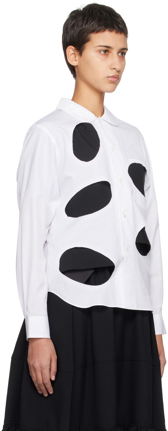 Black Comme des Garçons White Cutout Shirt