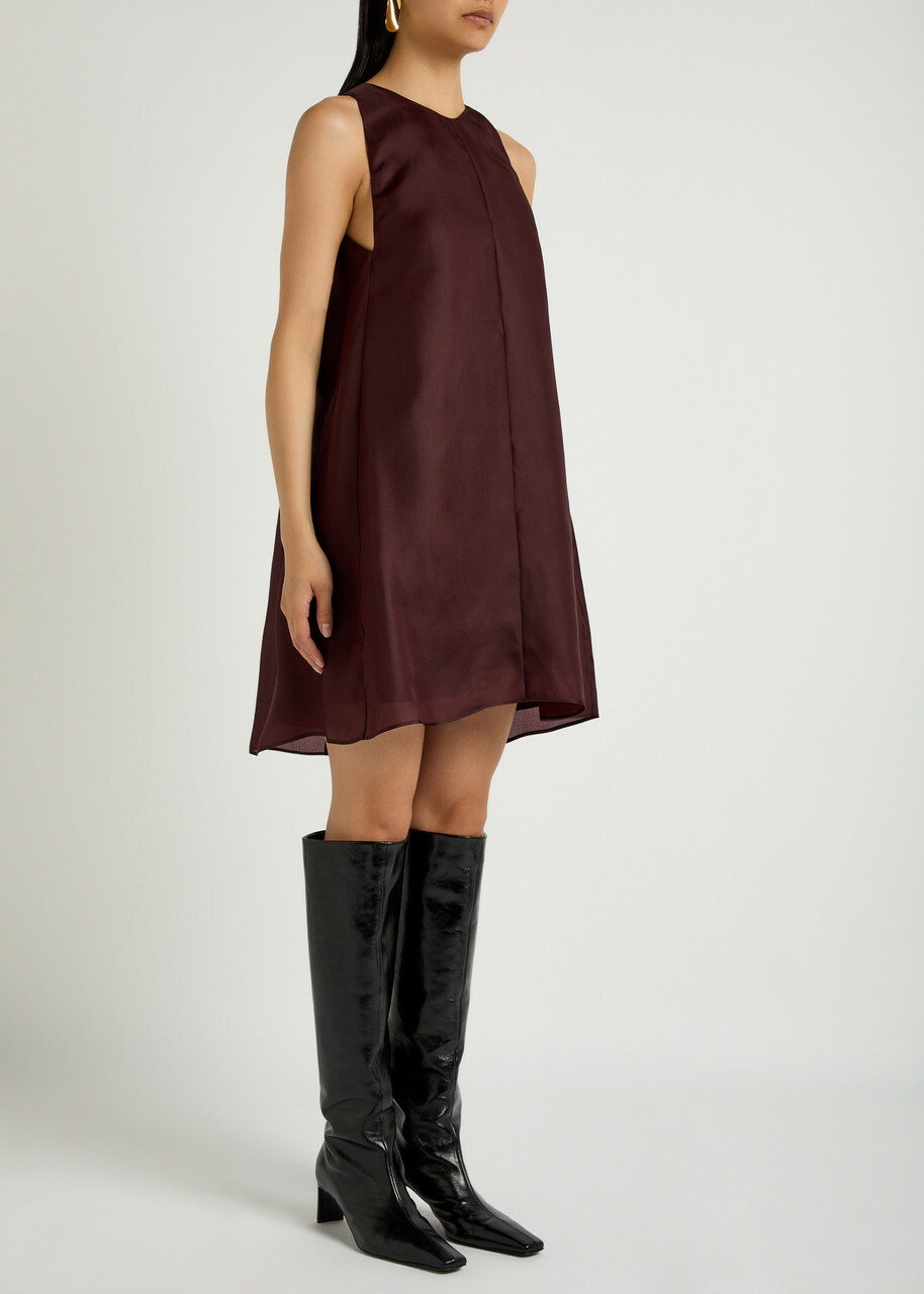 Khaite Clay Silk-organza Mini Dress Bordeaux
