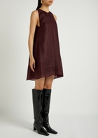 Khaite Clay Silk-organza Mini Dress Bordeaux