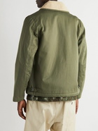 Universal Works - N1 Fleece-Lined Cotton-Twill Bomber Jacket - Green