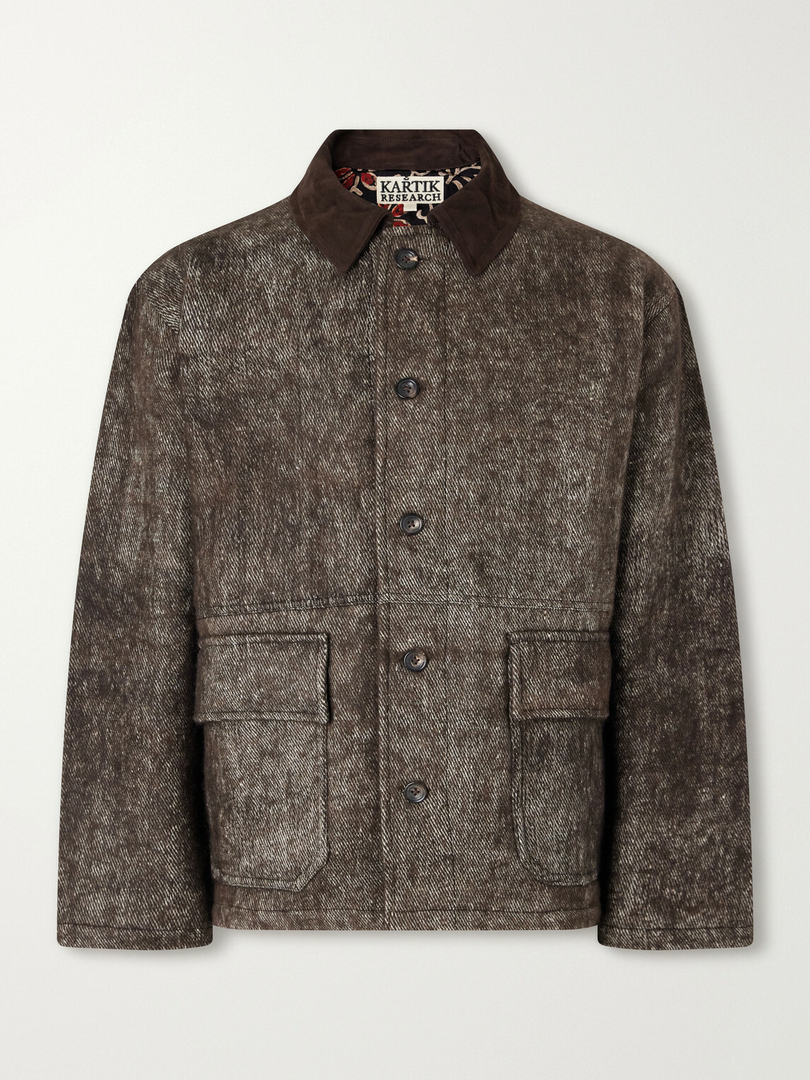 Kartik Research - Suede-Trimmed Yak and Silk-Blend Twill Jacket - Brown