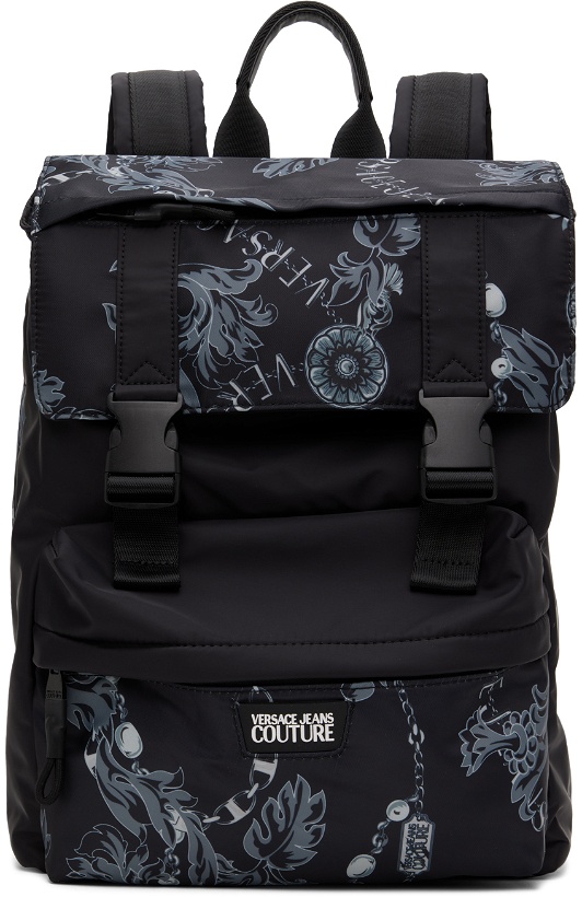 Photo: Versace Jeans Couture Black & Gray Iconic Backpack
