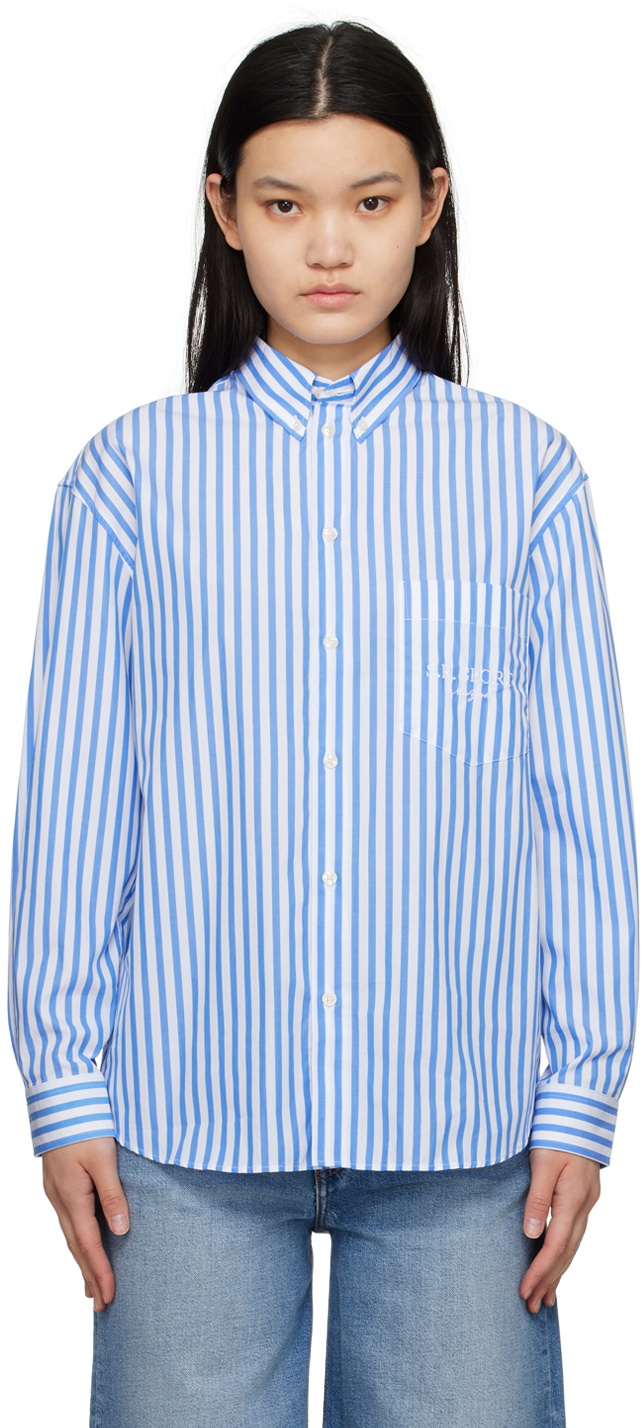 Sporty & Rich Navy & White Striped Shirt Sporty & Rich