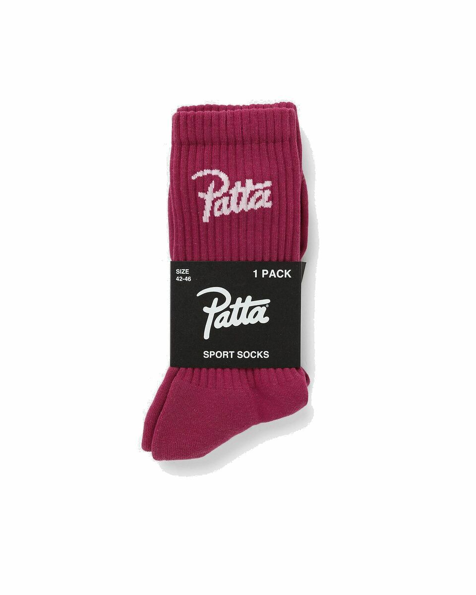 Photo: Patta Script Logo Sport Socks Red - Mens - Socks
