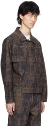 Small Talk Studio Brown Printed Denim Jacket