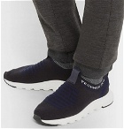 Ermenegildo Zegna - Leather-Trimmed TECHMERINO Wool-Mesh Slip-On Sneakers - Men - Navy