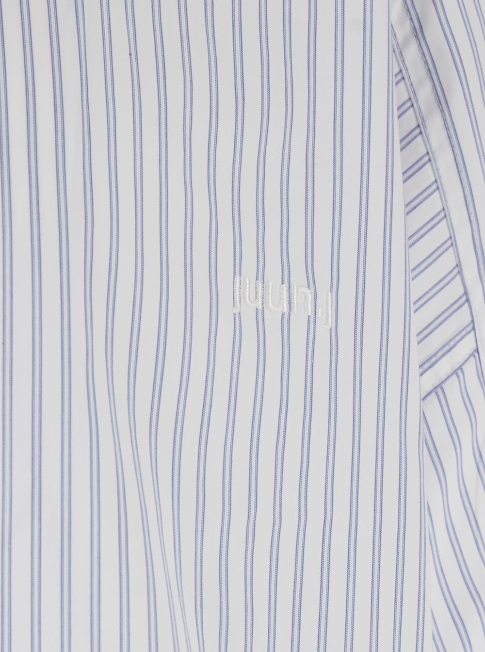 Juun.J Blue Bowling Shirt With Cuban Collar And All-over Striped Motif In Cotton Blend Man