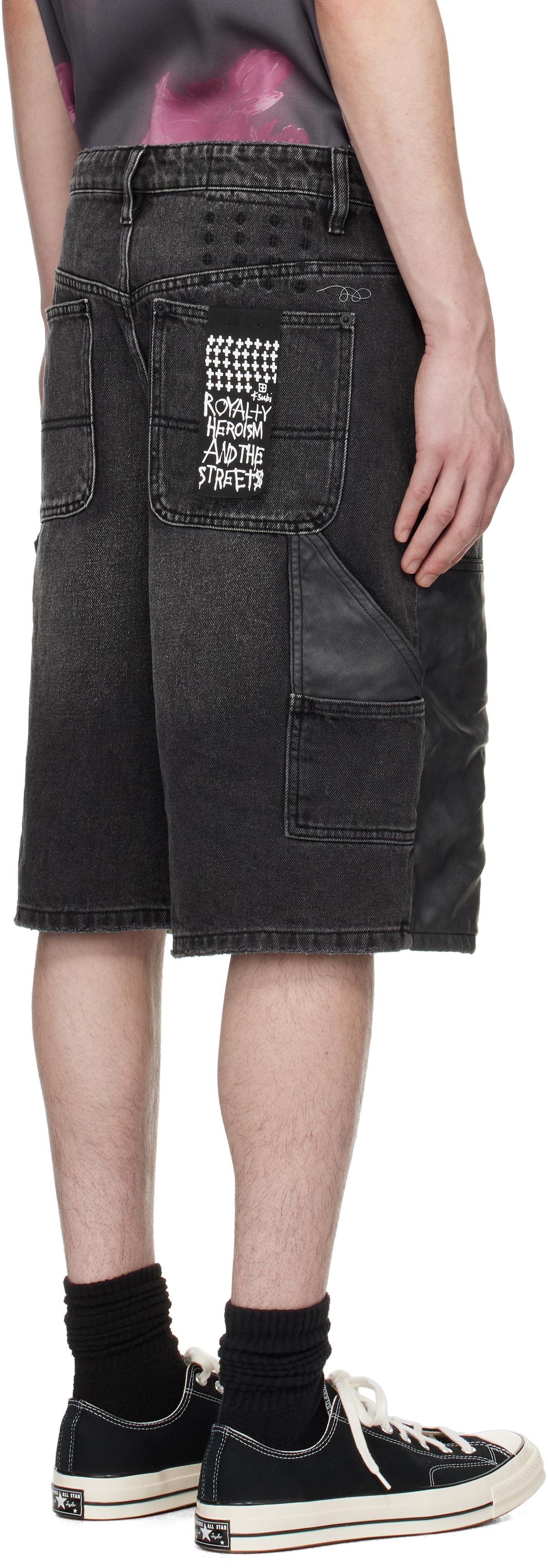 Ksubi Black Maxx Operator Denim Shorts
