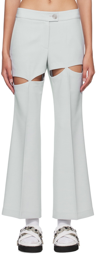 Photo: J KOO Blue Cutout Trousers