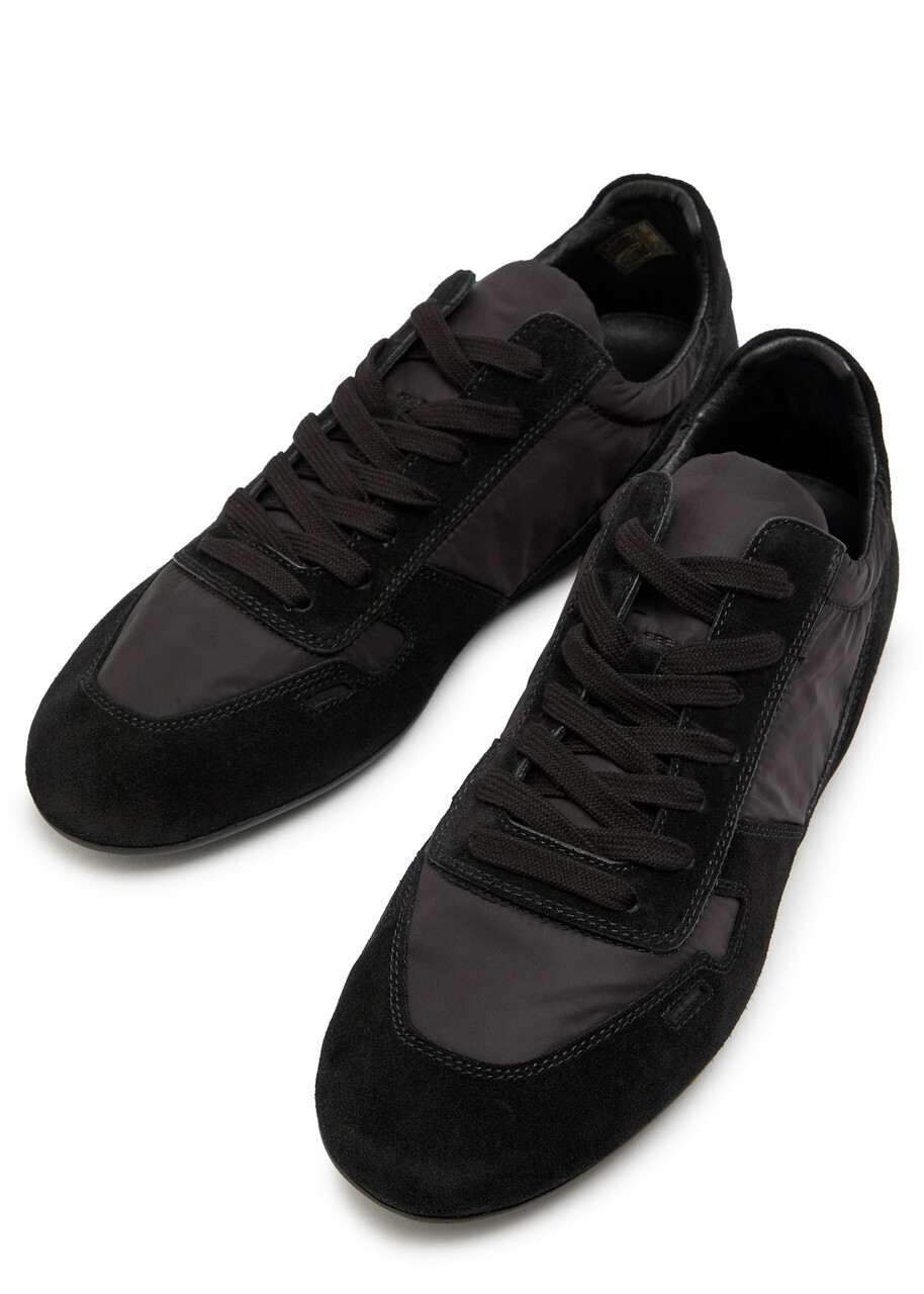 Rick Owens Panelled Nylon and Suede Sneakers Black