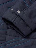 Folk - Quilted Embroidered Padded Cotton Blouson Jacket - Blue