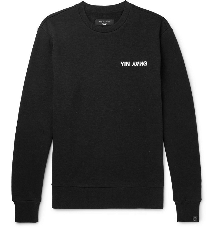 Photo: rag & bone - Printed Loopback Cotton-Jersey Sweatshirt - Black