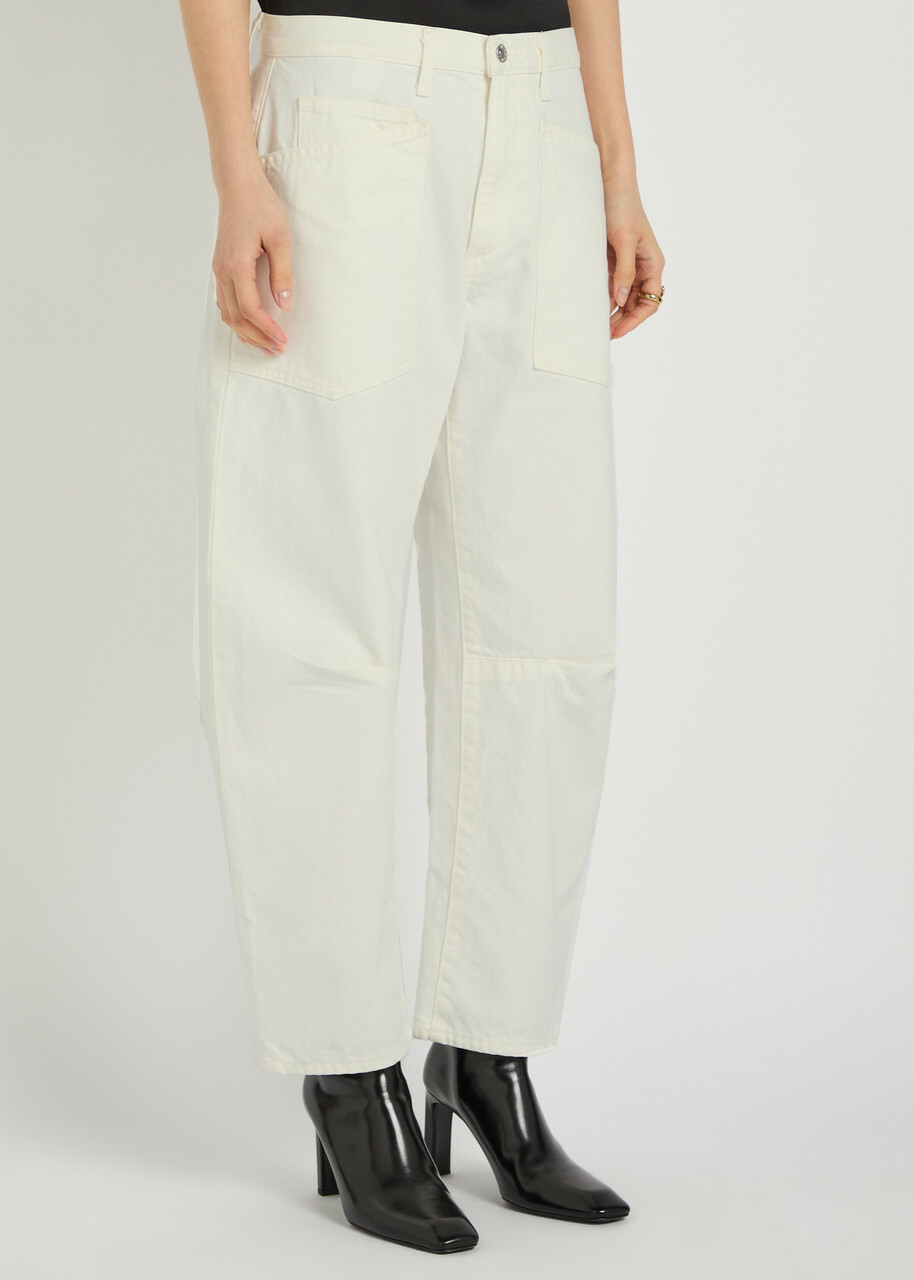 Nili Lotan Shon Barrel-leg Jeans Cream
