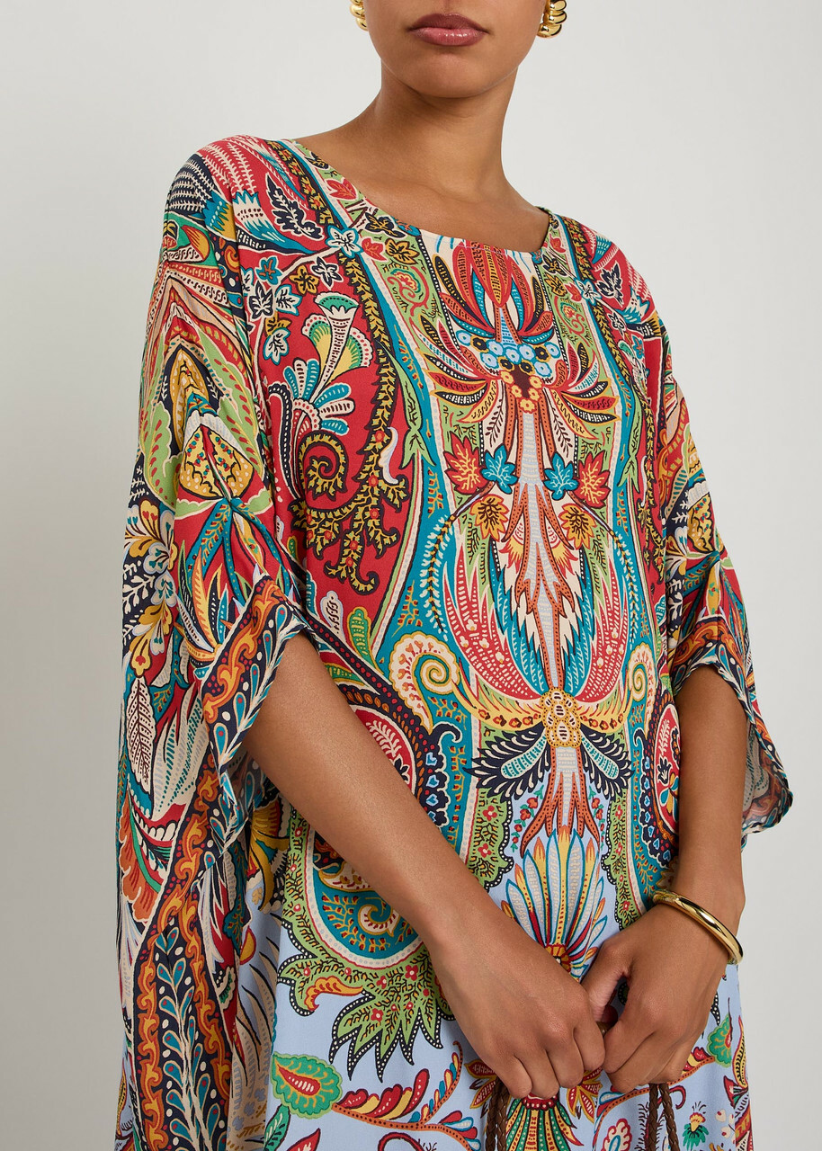Etro Printed Crepe Midi Beach Dress Multicoloured