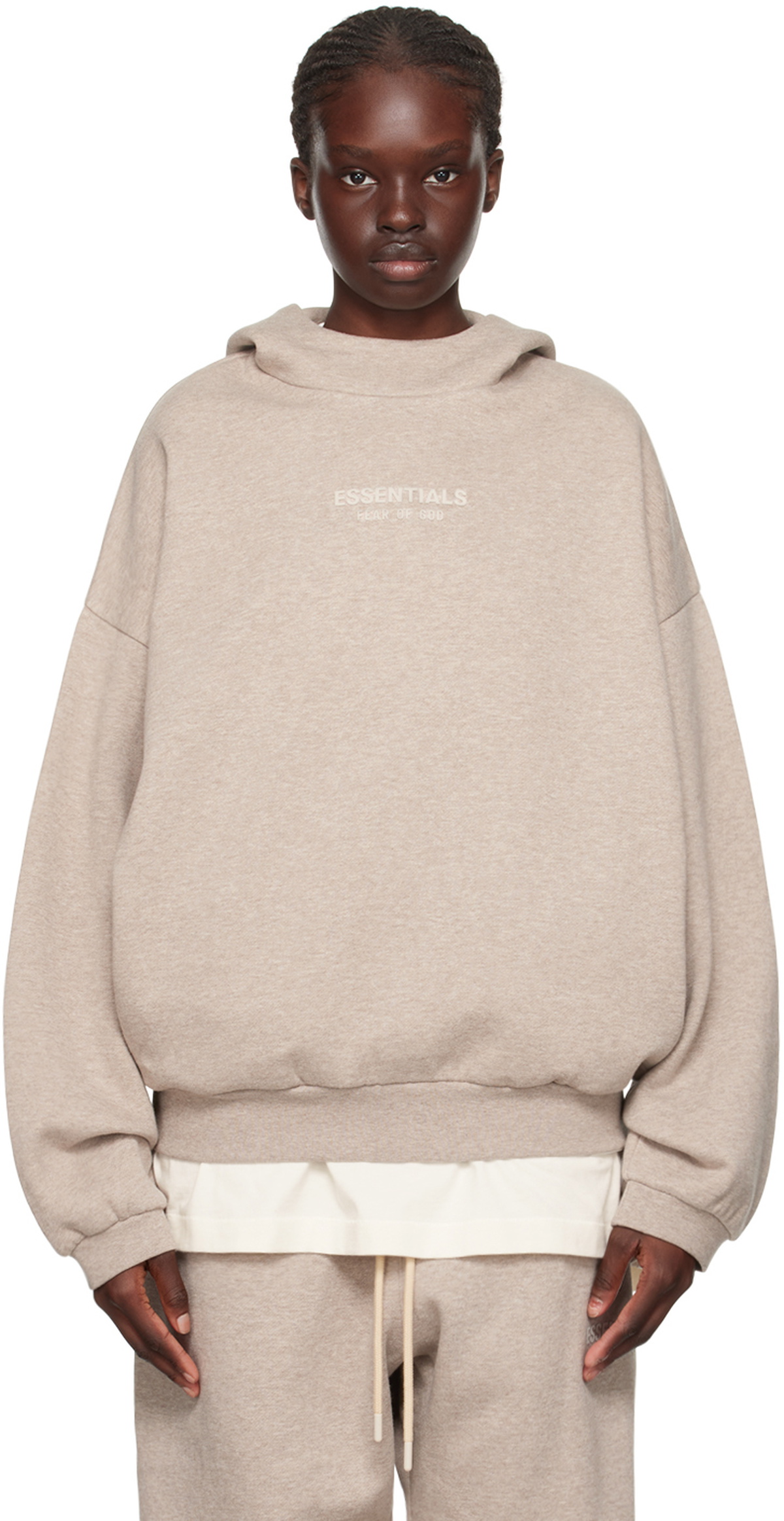 Fear of God ESSENTIALS Beige Bonded Hoodie Fear Of God Essentials