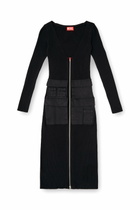 Diesel Ribbed midi dress with cargo pockets - Dresses Womens in Black