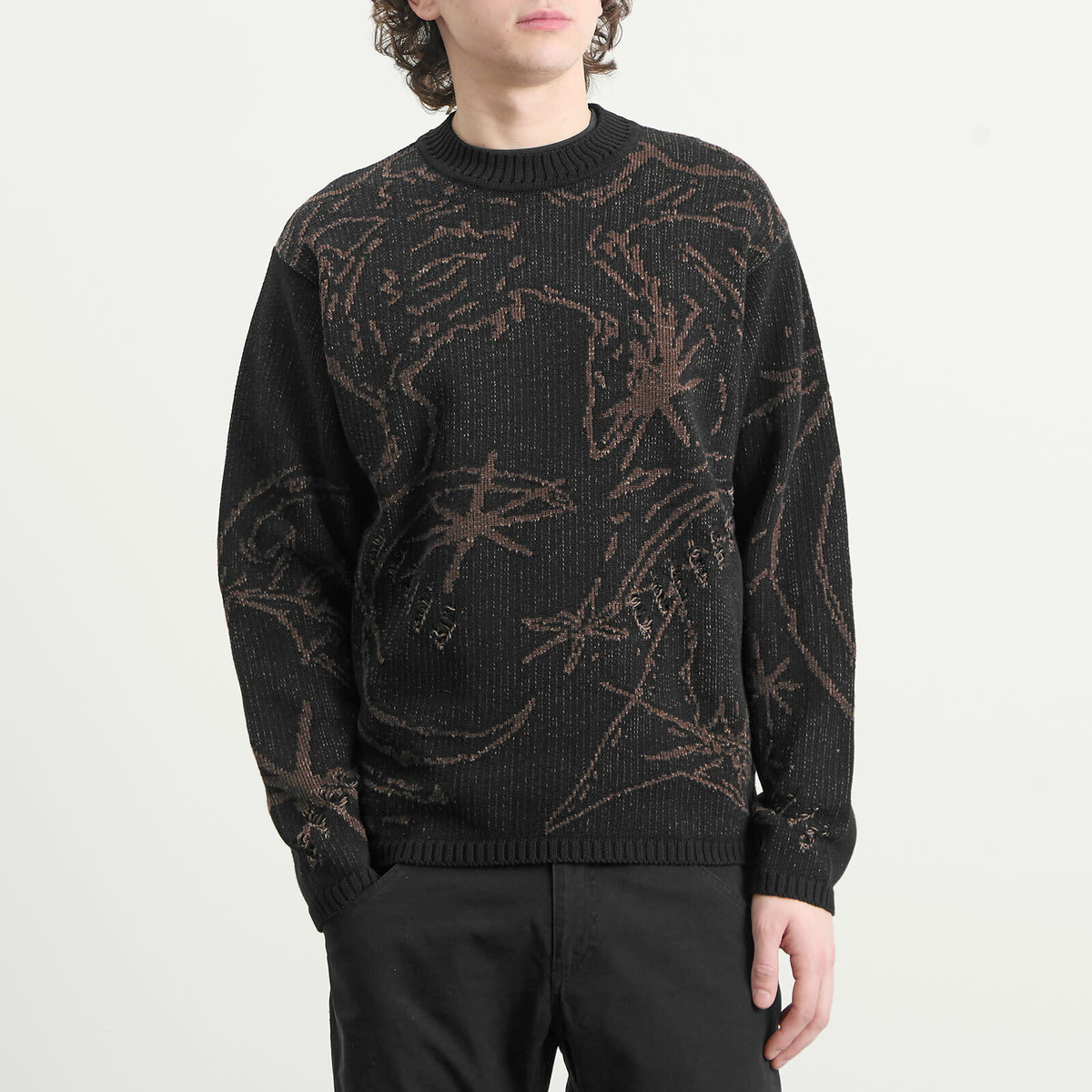 ROA Men's Ryli Cotton Knit Crewneck in Black