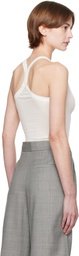 Fax Copy Express White Micro Transparent Light Rib Tank Top