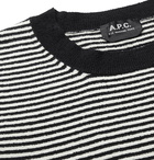 A.P.C. - Patrick Striped Cotton-Blend Terry Sweater - Black