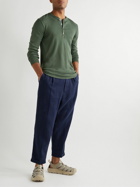 Schiesser - Karl Heinz Slim-Fit Organic Cotton-Jersey Henley T-Shirt - Green