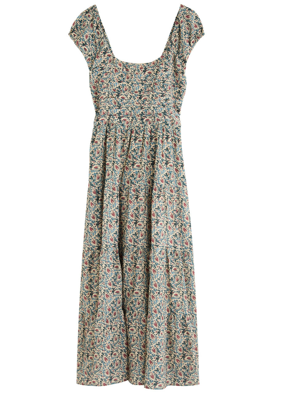 Paige Marchella Printed Cotton-blend Midi Dress Multicoloured