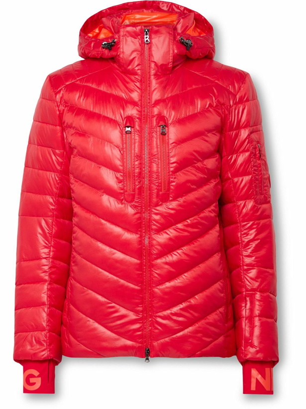 Photo: Bogner - Dorian Padded Quilted Recycled-Ripstop Hooded Ski Jacket - Red