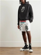 Local Authority LA - Monsters of Surf Straight-Leg Logo-Print Cotton-Jersey Shorts - White