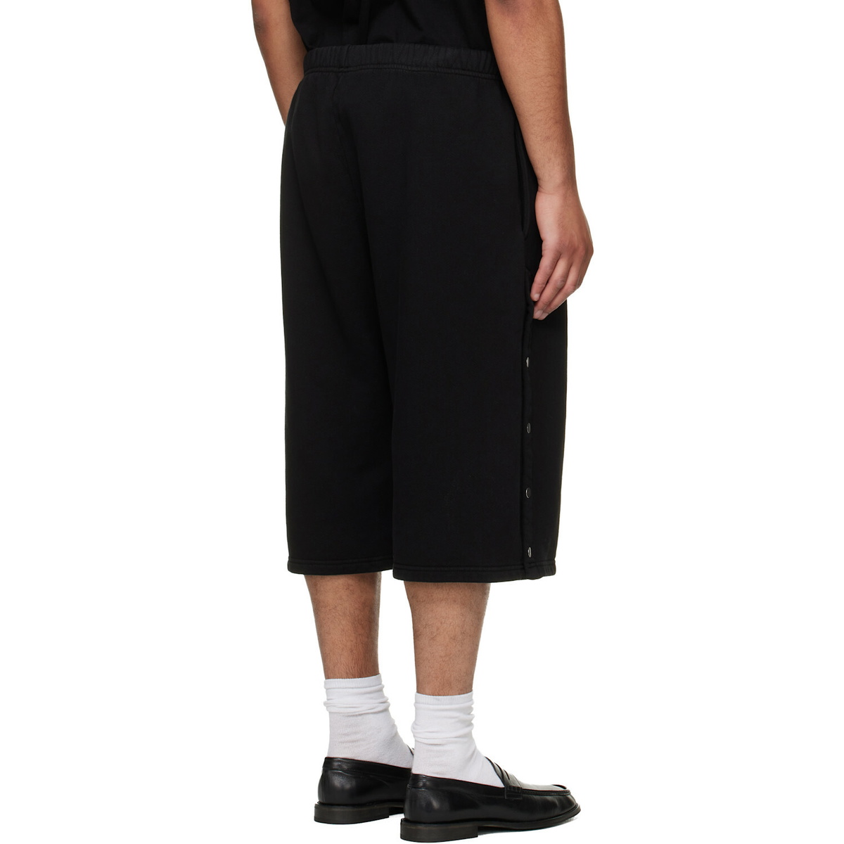 Les Tien Black Part Snap Shorts