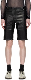 MISBHV Black Moto Faux-Leather Shorts