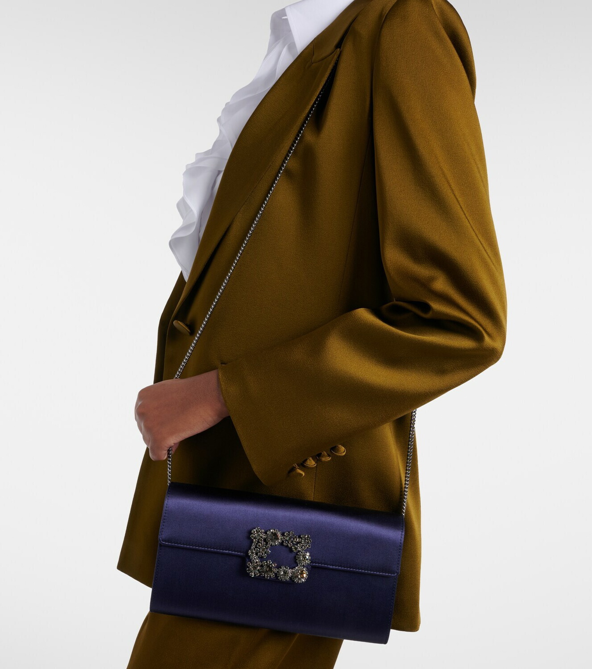 Roger Vivier Efflorescence embellished satin clutch