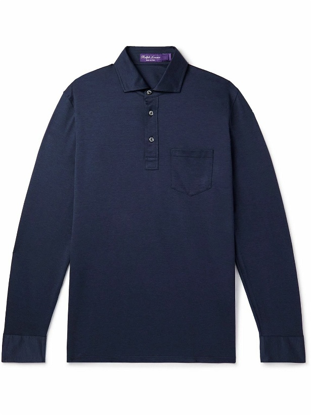 Photo: Ralph Lauren Purple label - Cotton-Piqué Polo Shirt - Blue