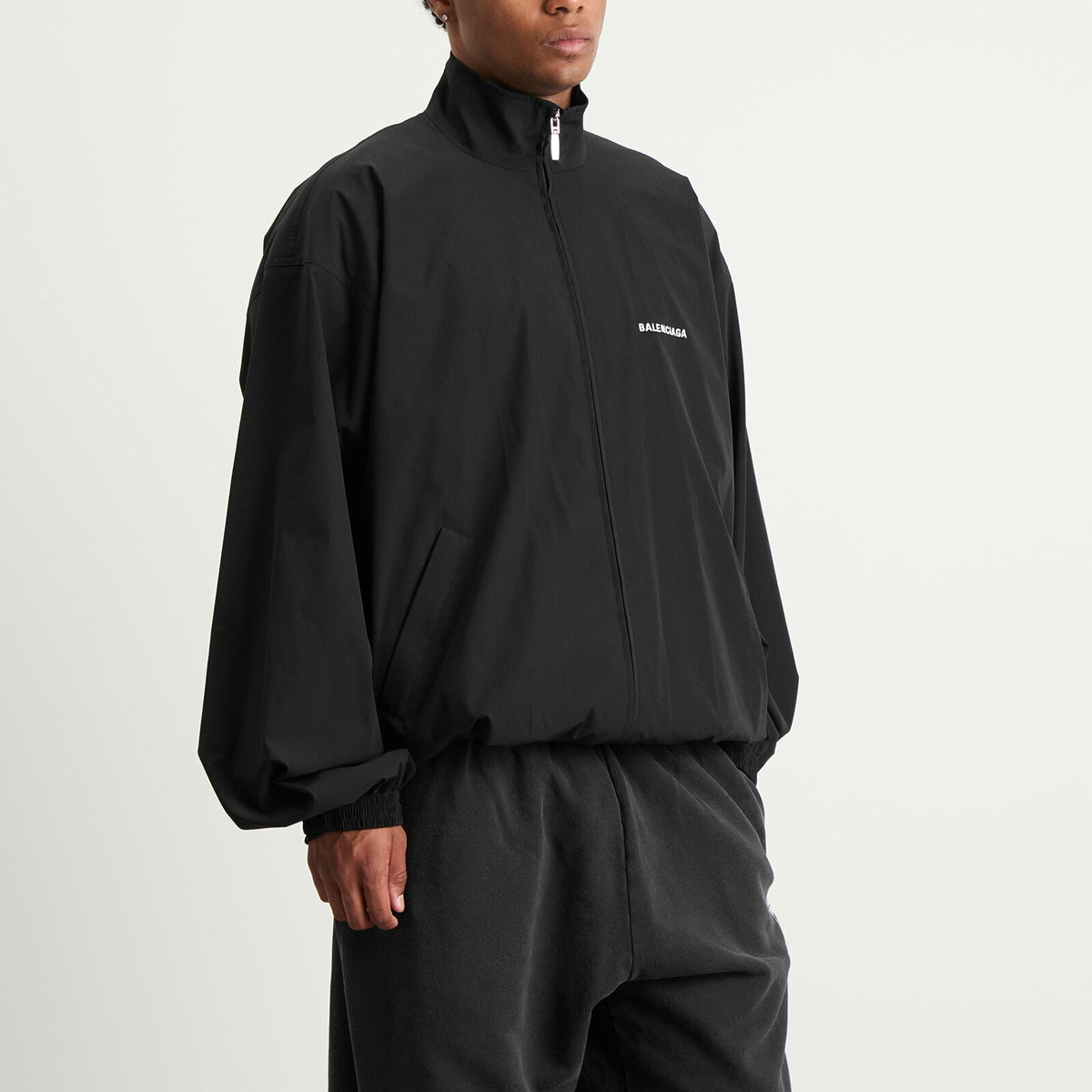 Balenciaga Men's Stretch Poly Tracksuit Jacket in Black