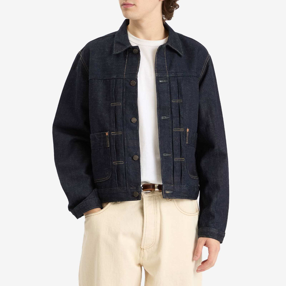 RRL Men's Dockman Chain Stitch Trucker Jacket in Rinse RRL