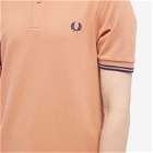 Fred Perry Men's Slim Fit Twin Tipped Polo Shirt in Light Rust/French Navy