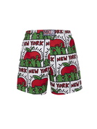 MC2 Saint Barth Man Mid-length Gustavia Swim-shorts With Keith Haring Design Placed Print| Keith Haring Special Edition