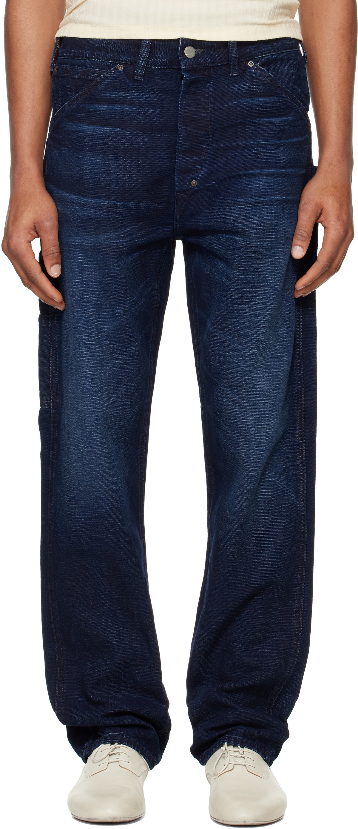 RRL Navy Engineer Fit Canvas Carpenter Trousers RRL