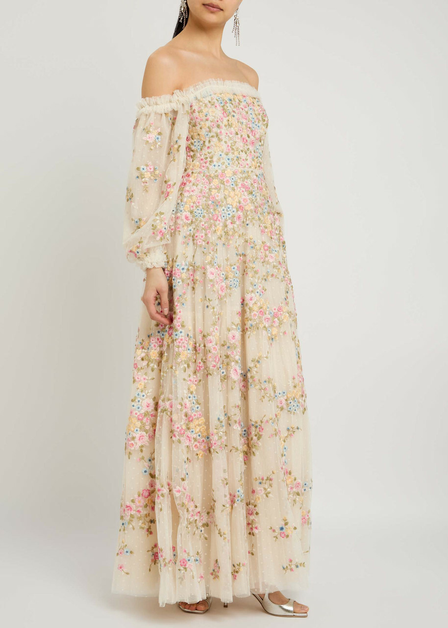 Needle & Thread Girls Lunaria Wreath Dress in Multicolour