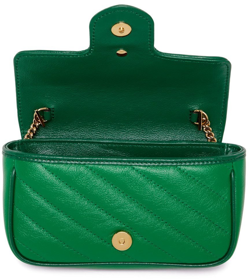 Gucci Green Matelassé Super Mini GG Marmont Bag Gucci