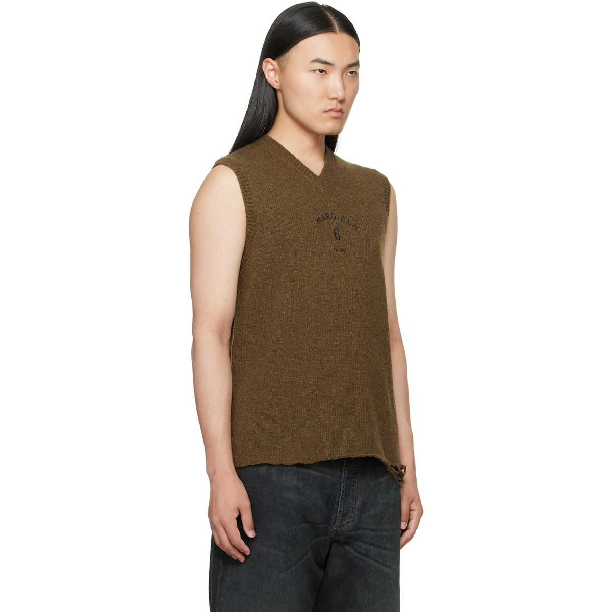 MM6 Maison Margiela Khaki Wool Sweater Vest