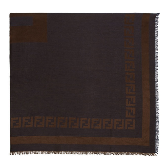 Photo: Fendi Blue and Brown Double FF Logo Scarf