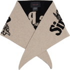 Simone Rocha Black & Beige Graphic Logo Knit Neckerchief Scarf