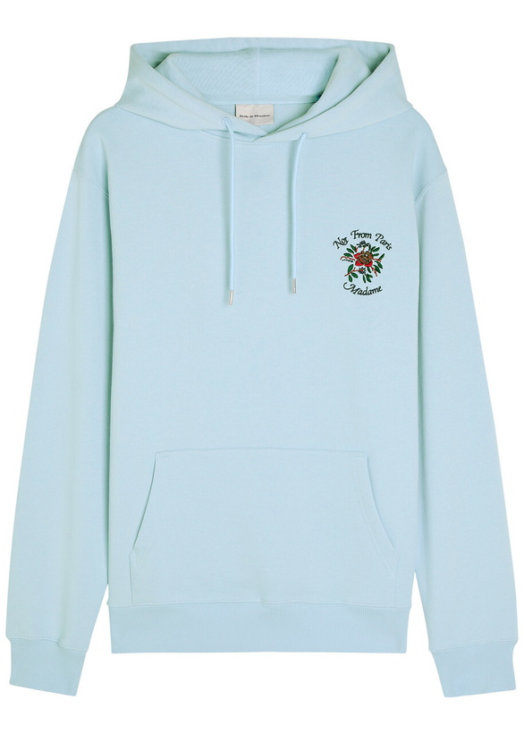 Photo: DRÔLE DE Monsieur Nfpm Floral-embroidered Hooded Cotton Sweatshirt Light Blue